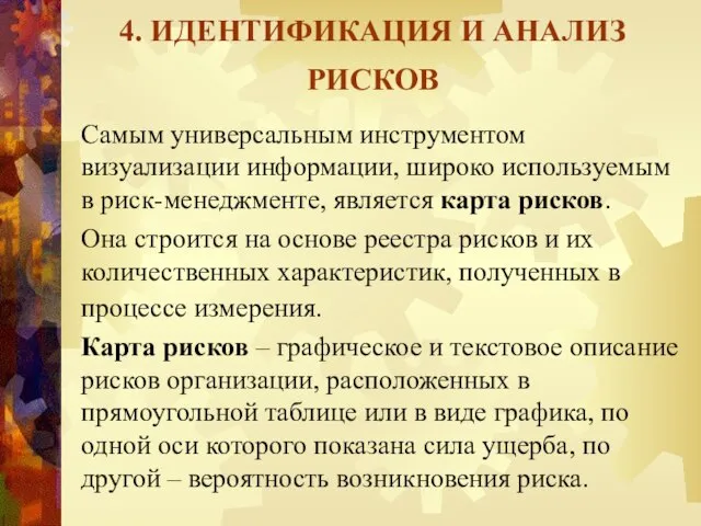 4. ИДЕНТИФИКАЦИЯ И АНАЛИЗ РИСКОВ Самым универсальным инструментом визуализации информации, широко