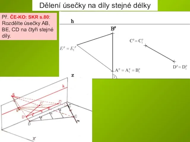 Dělení úsečky na díly stejné délky Př. ČE-KO: SKR s.80: Rozdělte