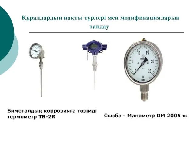 Құралдардың нақты түрлері мен модификацияларын таңдау Биметалдық коррозияға төзімді термометр TB-2R