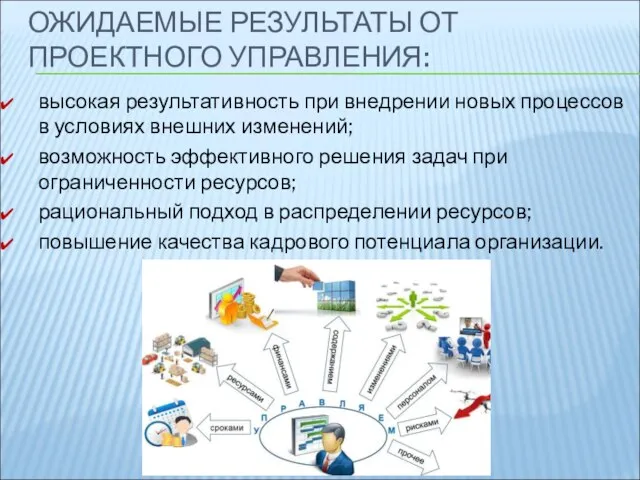 ОЖИДАЕМЫЕ РЕЗУЛЬТАТЫ ОТ ПРОЕКТНОГО УПРАВЛЕНИЯ: высокая результативность при внедрении новых процессов