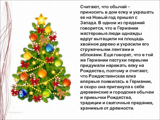 Считают, что обычай – приносить в дом елку и украшать ее