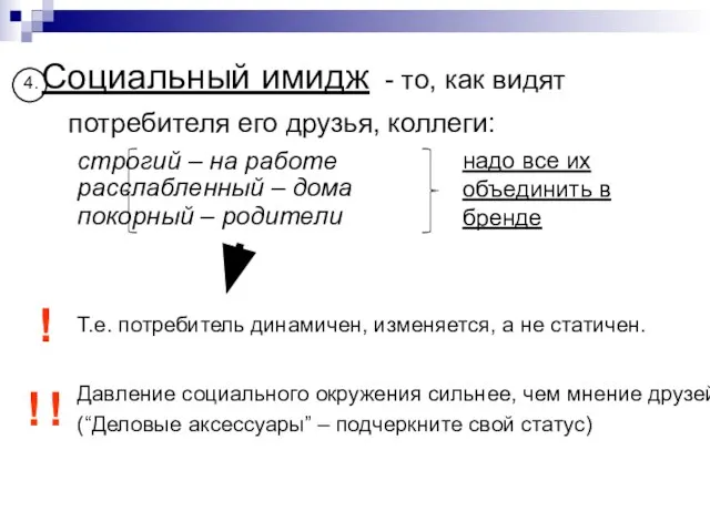 Социальный имидж - то, как видят потребителя его друзья, коллеги: строгий