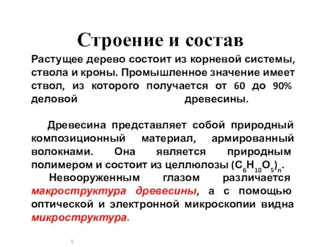 Строение и состав Растущее дерево состоит из корневой системы, ствола и