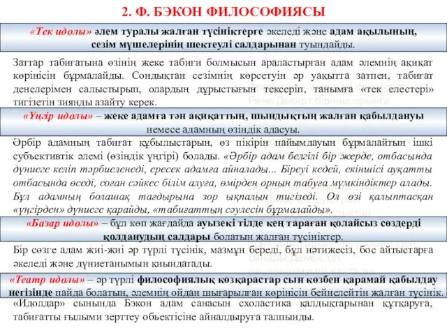 2. Ф. БЭКОН ФИЛОСОФИЯСЫ Француз ғалымы әрі философы Рене Декарт бірінші