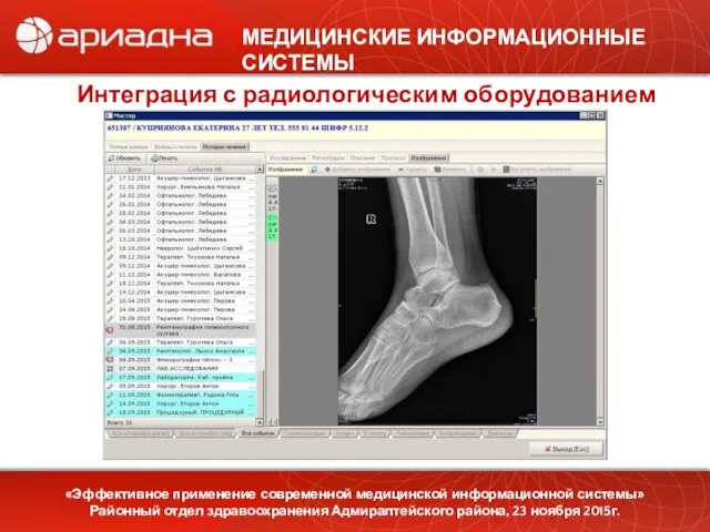 МЕДИЦИНСКИЕ ИНФОРМАЦИОННЫЕ СИСТЕМЫ «Эффективное применение современной медицинской информационной системы» Районный отдел