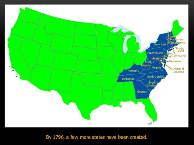 By 1796, a few more states have been created.