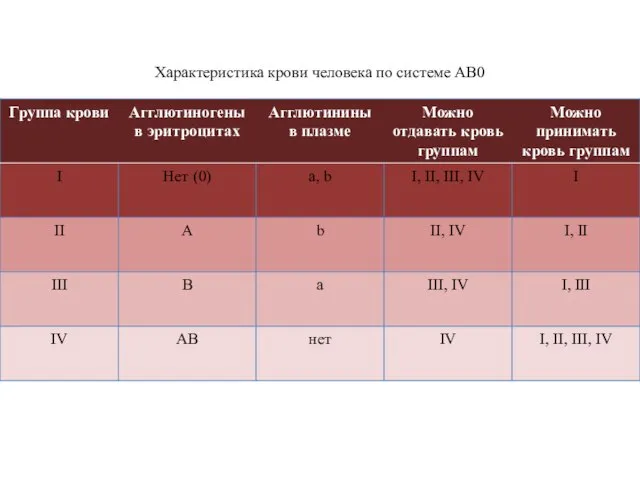 Характеристика крови человека по системе АВ0