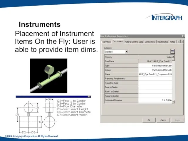 © 2009. Intergraph Corporation. All Rights Reserved. Placement of Instrument Items