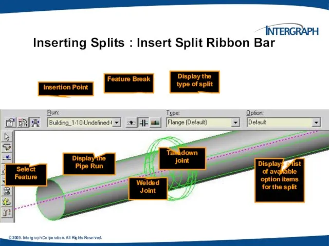 © 2009. Intergraph Corporation. All Rights Reserved. Inserting Splits : Insert