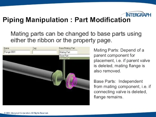 © 2009. Intergraph Corporation. All Rights Reserved. Mating parts can be