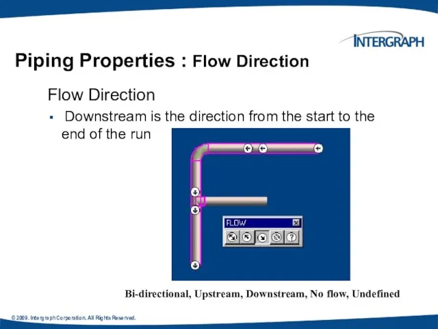 © 2009. Intergraph Corporation. All Rights Reserved. Piping Properties : Flow