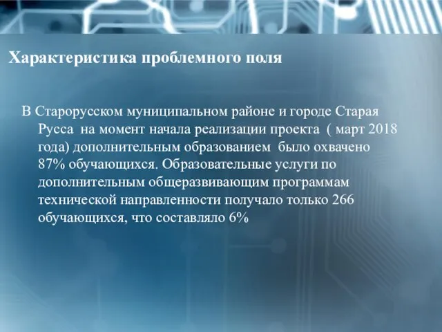 Характеристика проблемного поля В Старорусском муниципальном районе и городе Старая Русса