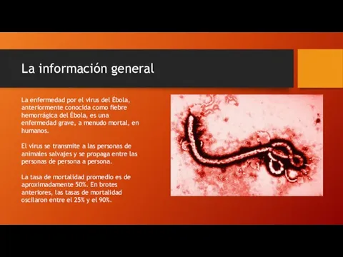 La información general La enfermedad por el virus del Ébola, anteriormente