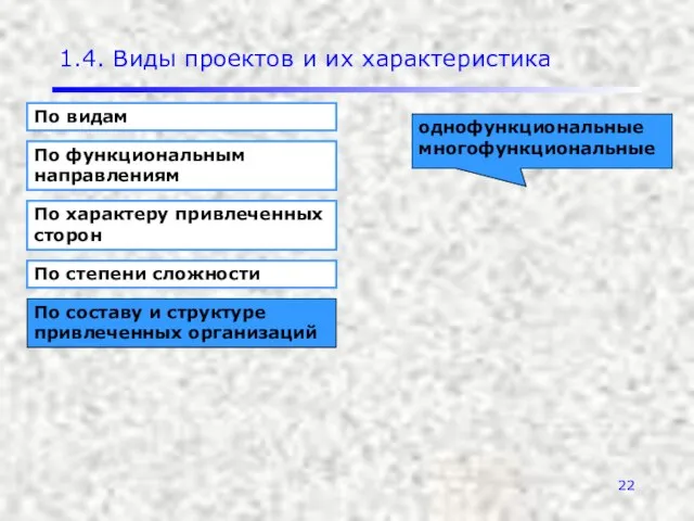 1.4. Виды проектов и их характеристика По видам По функциональным направлениям