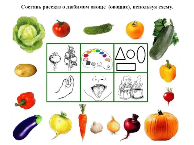 Составь рассказ о любимом овоще (овощах), используя схему.