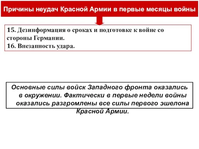 Причины неудач Красной Армии в первые месяцы войны 15. Дезинформация о