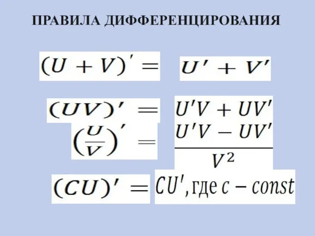 ПРАВИЛА ДИФФЕРЕНЦИРОВАНИЯ