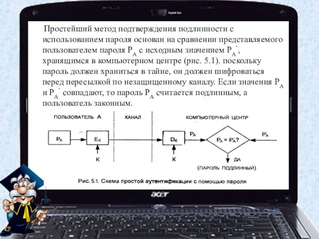 Простейший метод подтверждения подлинности с использованием пароля основан на сравнении представляемого