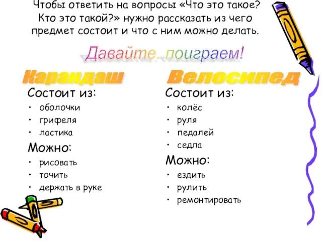 Чтобы ответить на вопросы «Что это такое? Кто это такой?» нужно