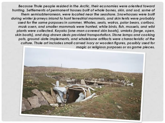 Because Thule people resided in the Arctic, their economies were oriented