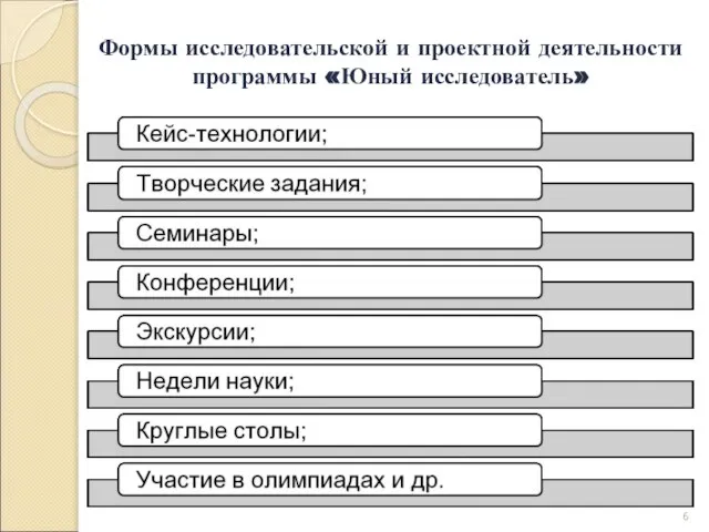 Формы исследовательской и проектной деятельности программы «Юный исследователь»