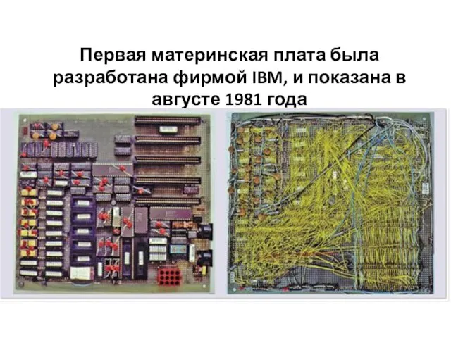 Первая материнская плата была разработана фирмой IBM, и показана в августе 1981 года