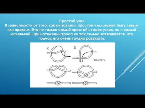 Простой узел В зависимости от того, как он завязан, простой узел