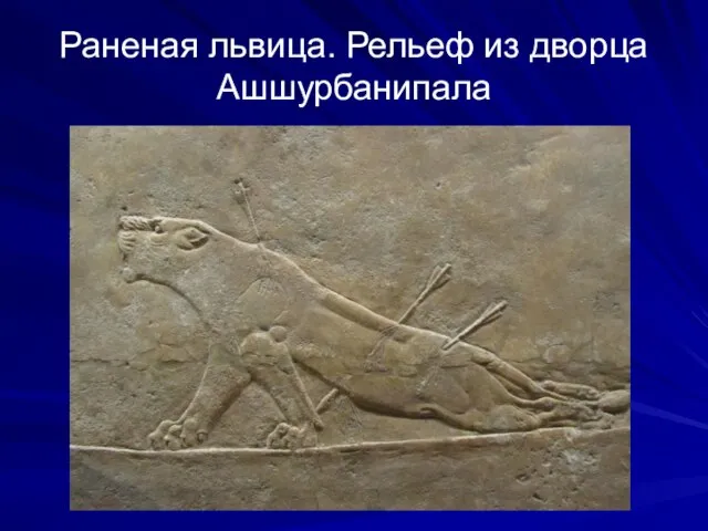 Раненая львица. Рельеф из дворца Ашшурбанипала