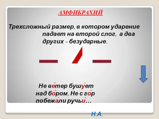 АМФИБРАХИЙ Трехсложный размер, в котором ударение падает на второй слог, а