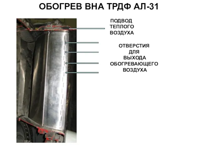 ОБОГРЕВ ВНА ТРДФ АЛ-31 ПОДВОД ТЕПЛОГО ВОЗДУХА ОТВЕРСТИЯ ДЛЯ ВЫХОДА ОБОГРЕВАЮЩЕГО ВОЗДУХА