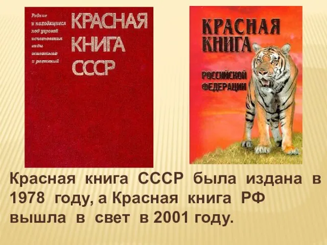 Красная книга СССР была издана в 1978 году, а Красная книга