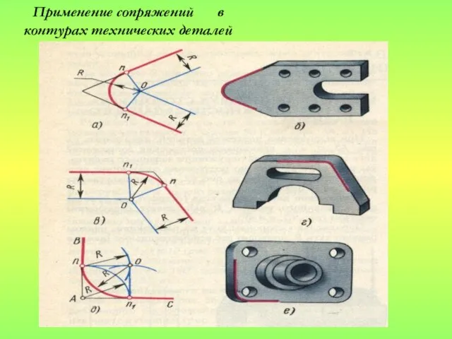 Применение сопряжений в контурах технических деталей