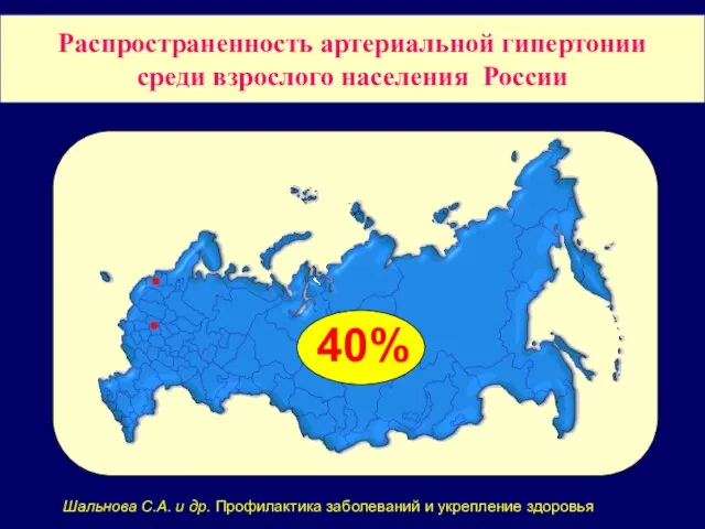 Распространенность артериальной гипертонии среди взрослого населения России Шальнова С.А. и др.