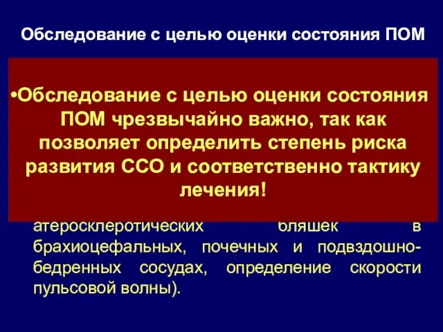 Обследование с целью оценки состояния ПОМ Для выявления ПОМ целесообразно использовать