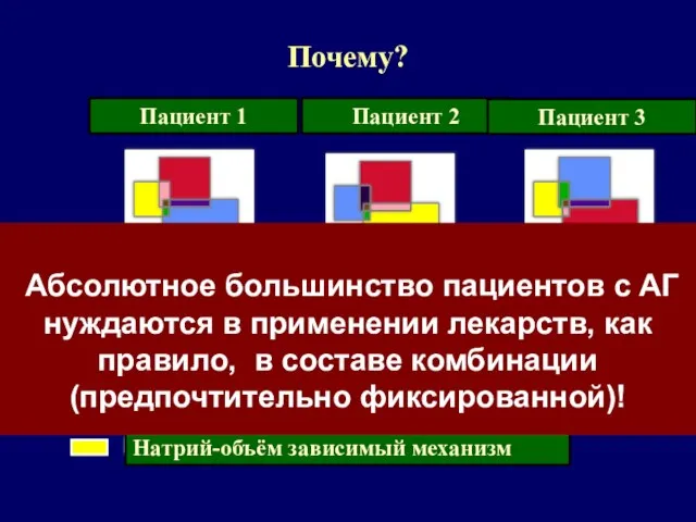 Симпатическая НС Ренин-ангиотензиновая система Натрий объёмзависимый механизм Пациент 1 Пациент 2