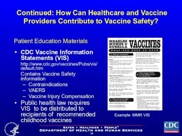 Continued: How Can Healthcare and Vaccine Providers Contribute to Vaccine Safety?