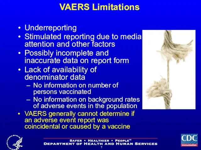 VAERS Limitations Underreporting Stimulated reporting due to media attention and other