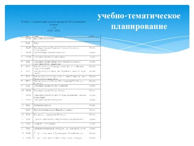 учебно-тематическое планирование