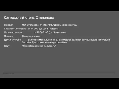 Коттеджный отель Степаново Локация МО, Степаново, 41 км от МКАД по