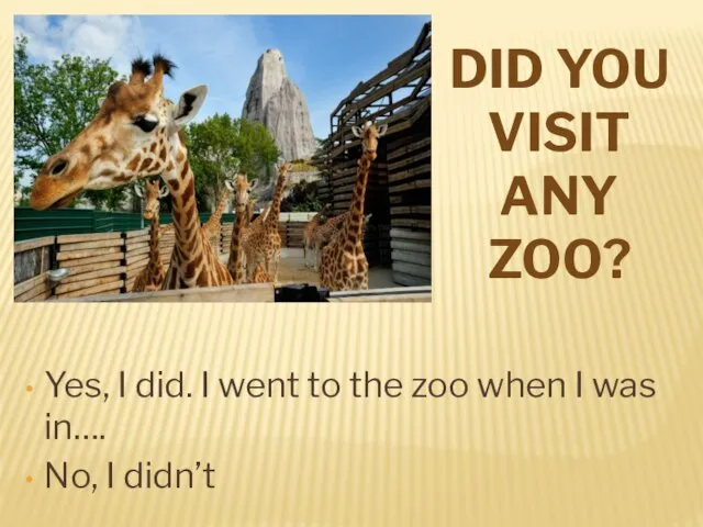 DID YOU VISIT ANY ZOO? Yes, I did. I went to