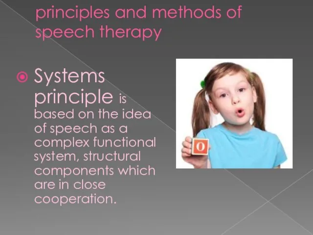 principles and methods of speech therapy Systems principle is based on