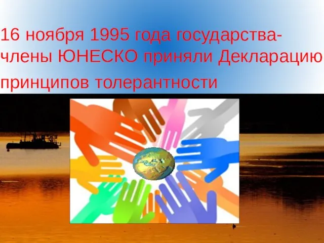 16 ноября 1995 года государства-члены ЮНЕСКО приняли Декларацию принципов толерантности