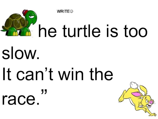 “The turtle is too slow. It can’t win the race.”