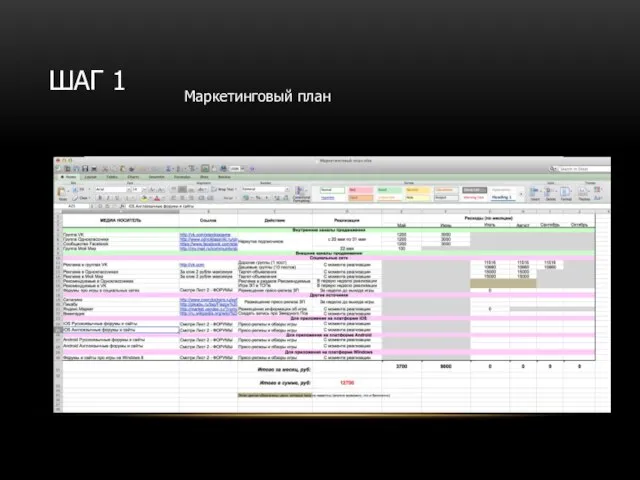 ШАГ 1 Маркетинговый план