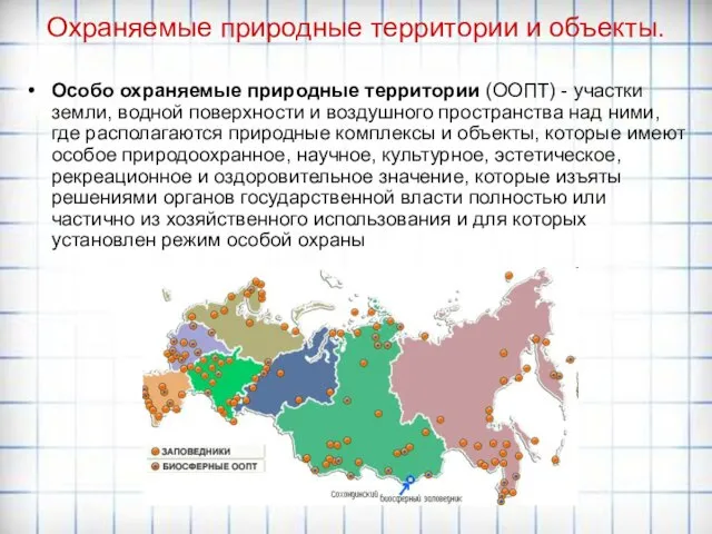 Охраняемые природные территории и объекты. Особо охраняемые природные территории (ООПТ) -