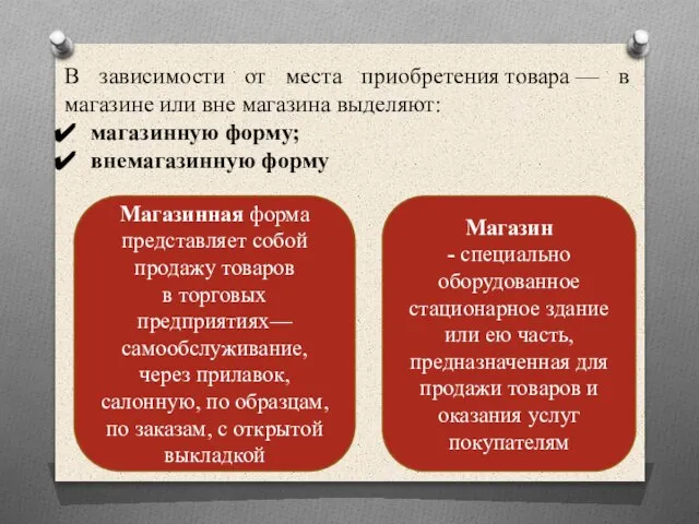 В зависимости от места приобретения товара — в магазине или вне