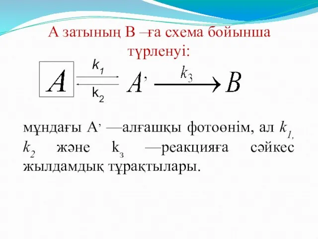 А затының В –ға схема бойынша түрленуі: мұндағы A, —алғашқы фотоөнім,