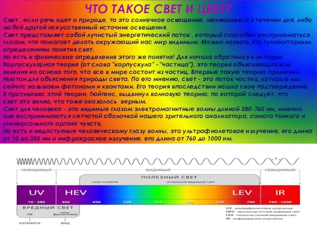 ЧТО ТАКОЕ СВЕТ И ЦВЕТ? Свет , если речь идет о