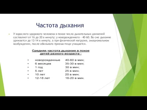 Частота дыхания У взрослого здорового человека в покое число дыхательных движений