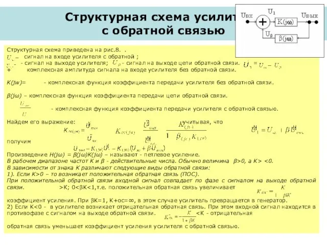 Структурная схема приведена на рис.8. . сигнал на входе усилителя с